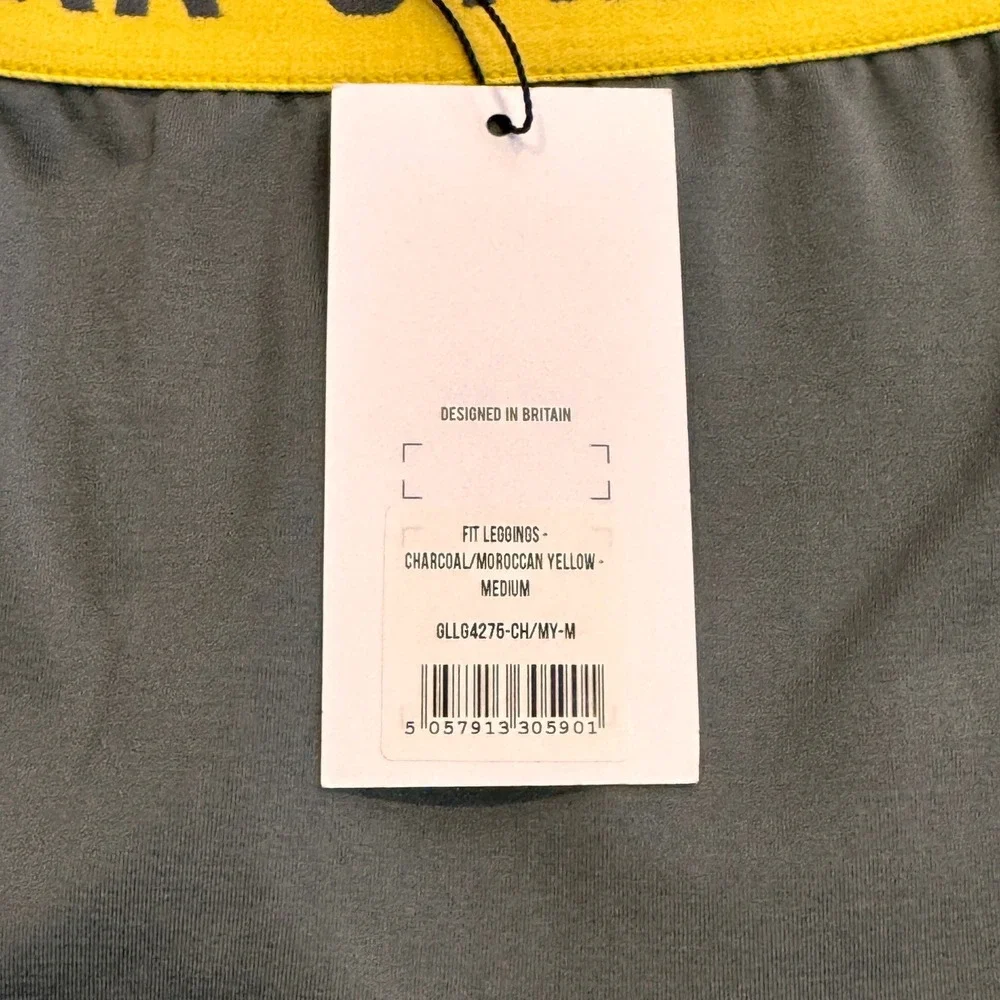 NWT Gymshark Fit Seamless‎ Crop Leggings Charcoal Yellow Medium M Athleisure